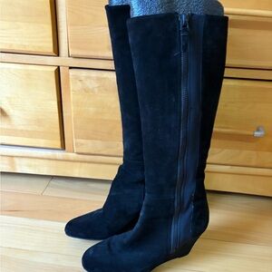 Via Spiga Black Suede Heeled Boots